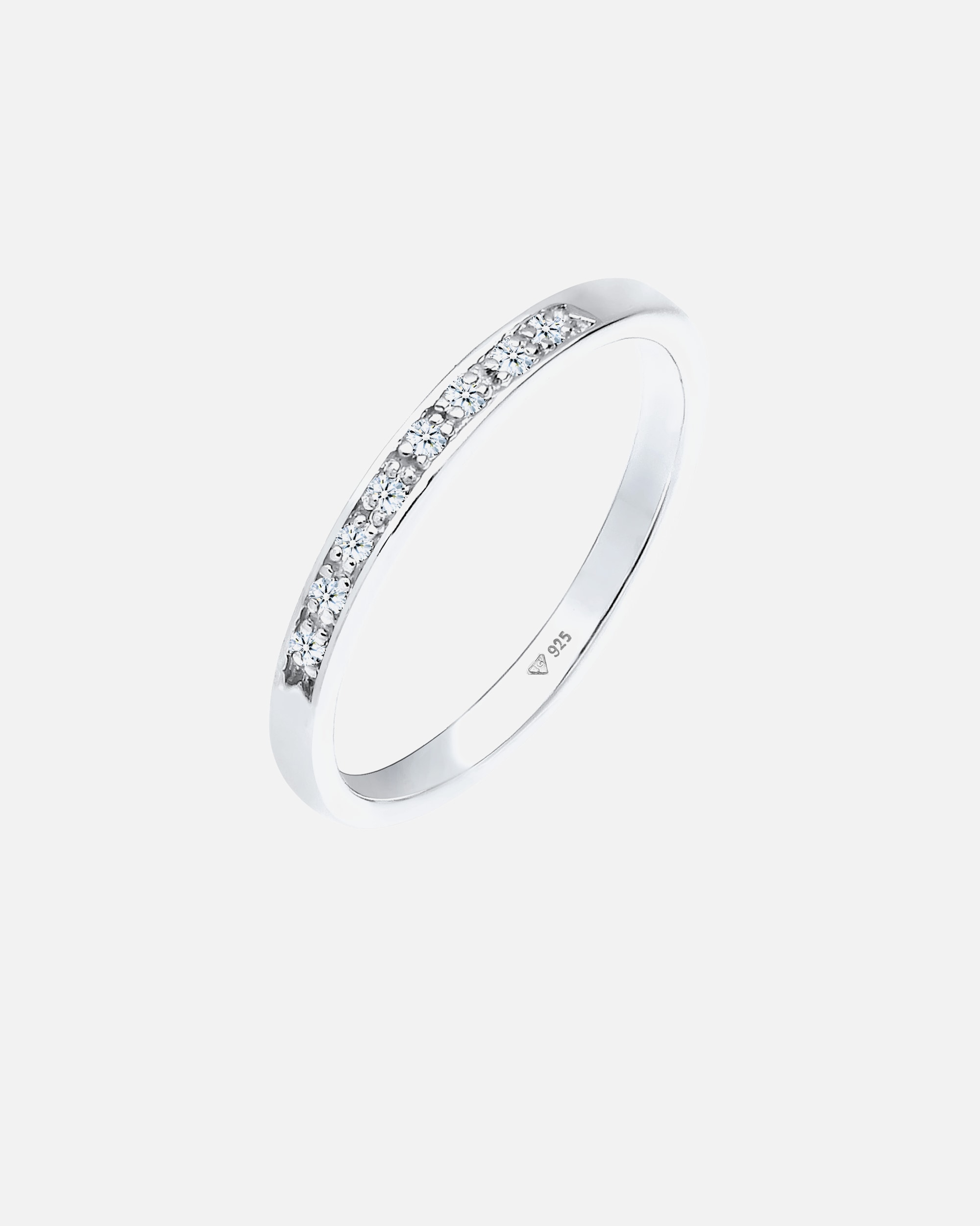 Bague pour Femme Elli DIAMONDS Femme Classique Précieux avec Diamant (0,04 ct.) en Argent Sterling 925 54