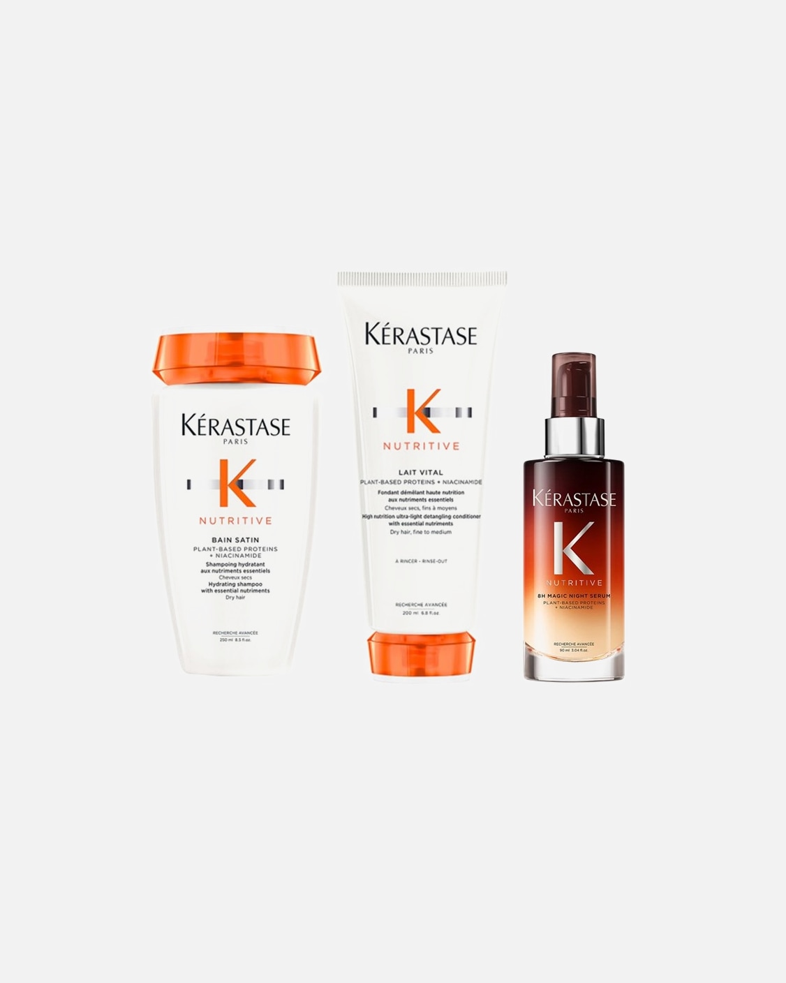 Coffret soin cheveux pour Femme Kérastase Nutritive Coffret 8 H (Bain Satin/ Lait Vital/ 8 H Magic Night Serum 1 pièce