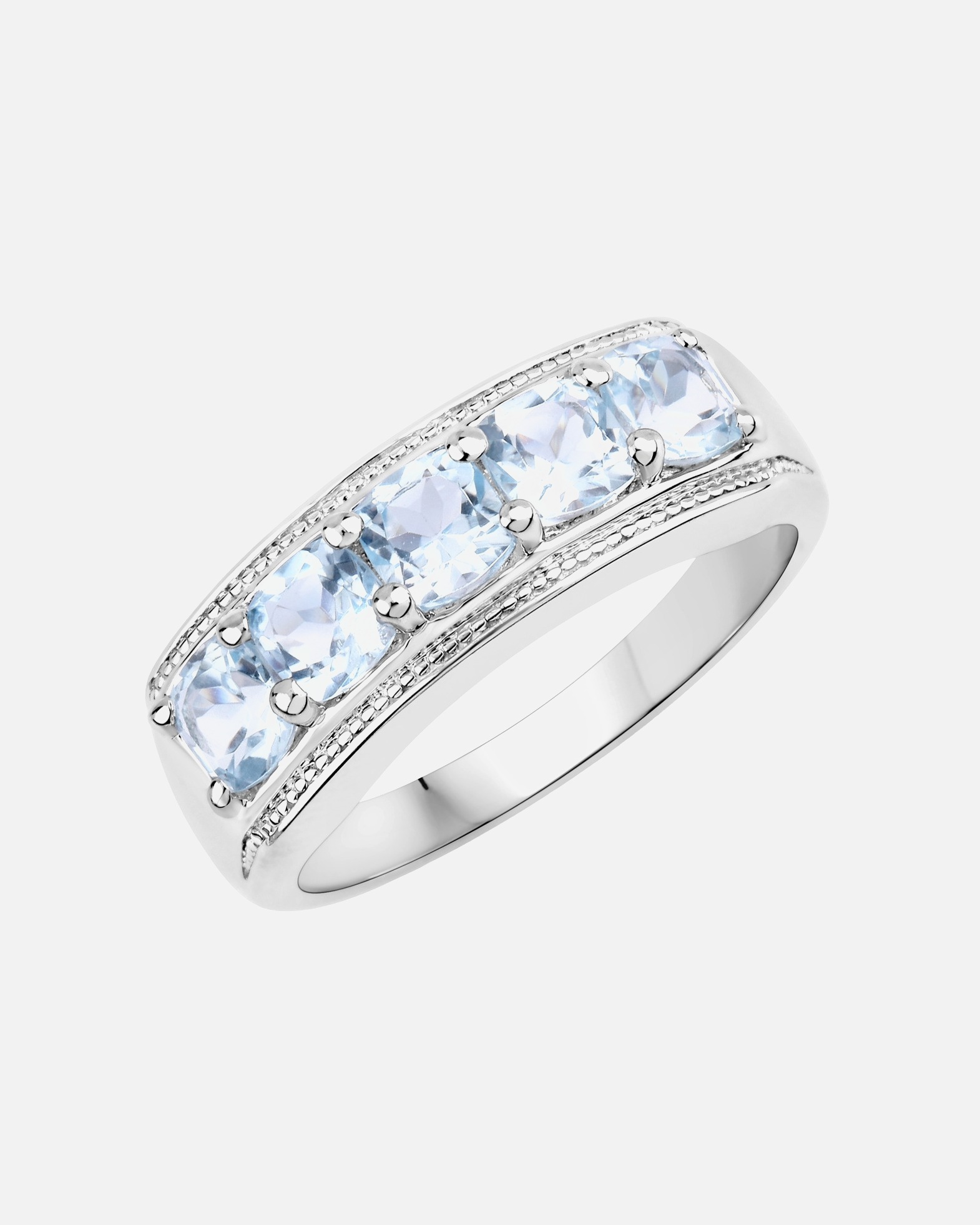 Bague pour Femme Bague Argent sterling Topaz bleu en Argent 54