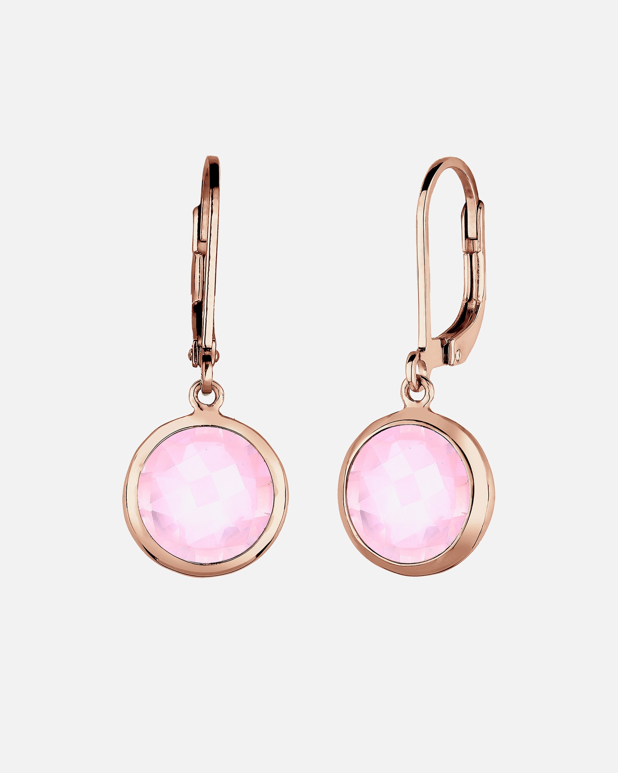 Boucles d'oreilles pour Femme Elli Femmes avec quartz rose en argent sterling 925 plaqué or rose rosefarben