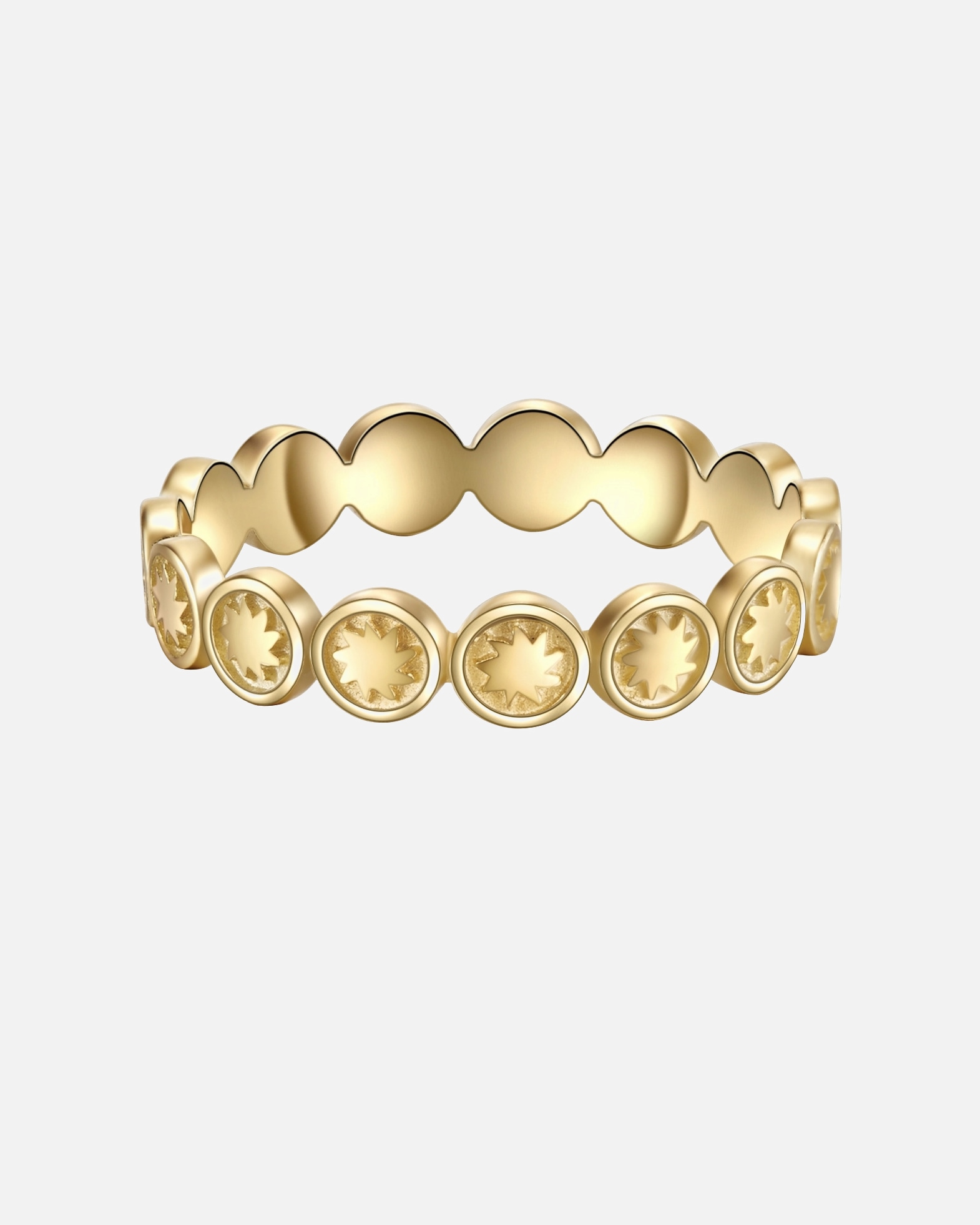 Bague pour Femme Lulu & Jane Bague Soleil en Laiton en Or jaune 54