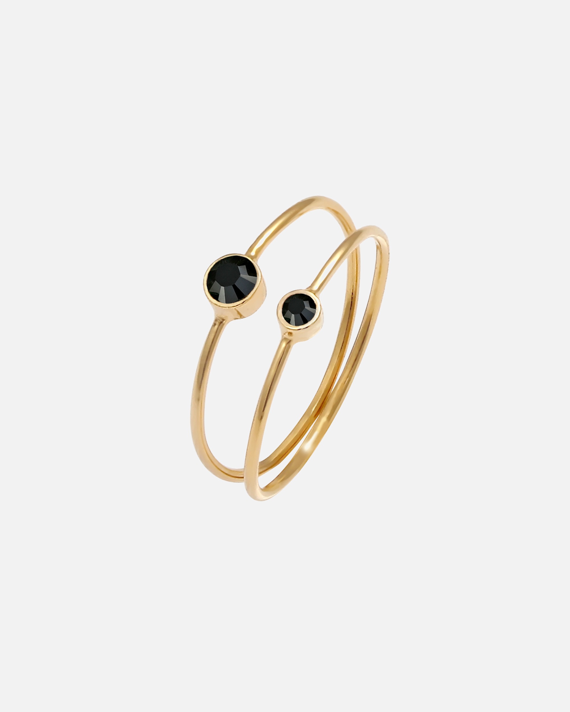 Bague pour Femme Elli Set de 2 Cristaux noirs Argent 925 52