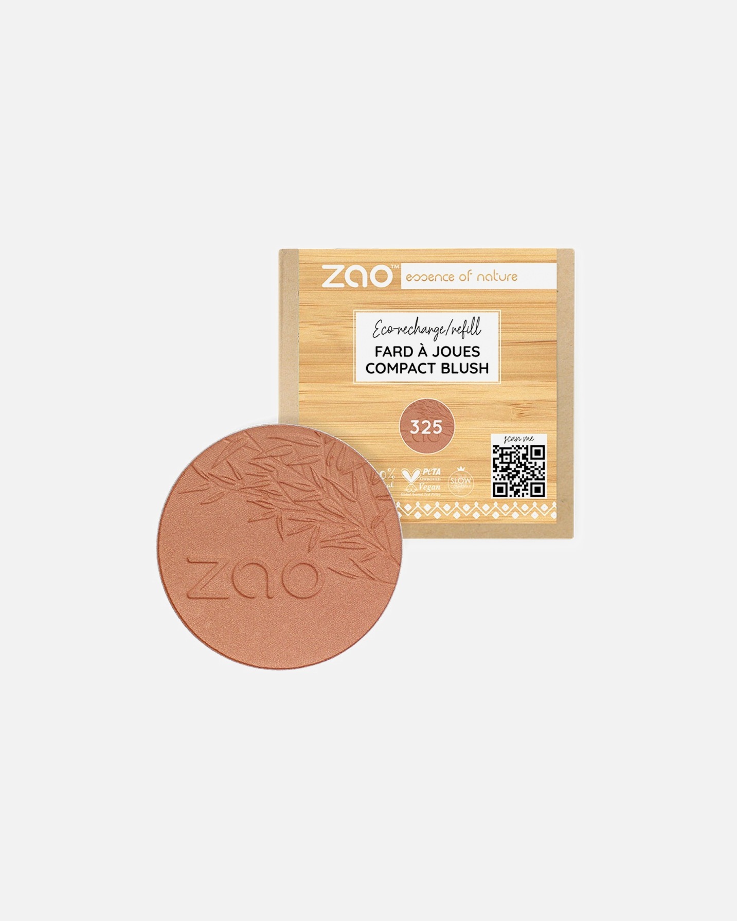 Blush pour Unisexe ZAO Fard à joues compact en bambou 325 - Recharge
