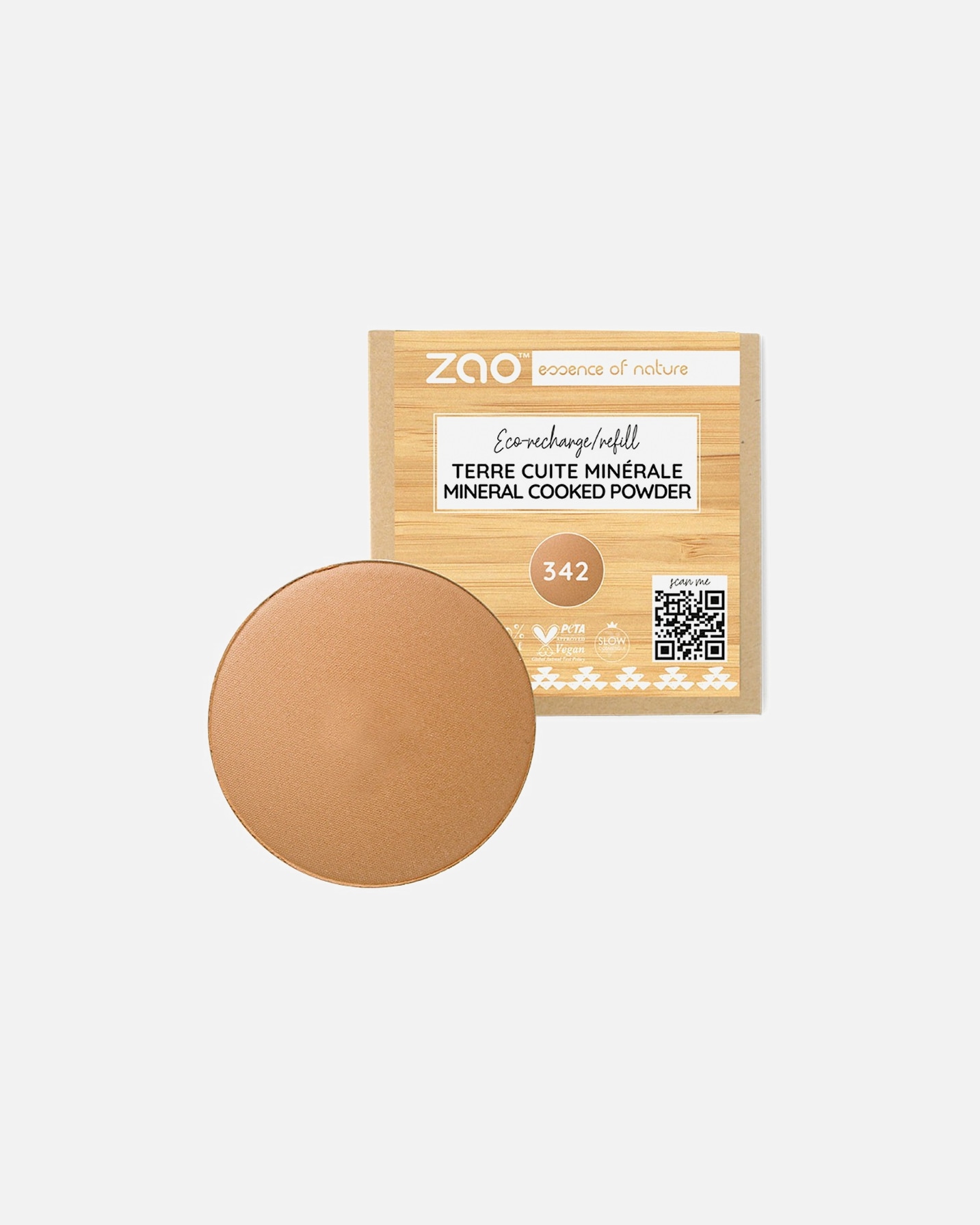 Bronzer pour Unisexe ZAO Terre cuite minérale 342 - Caramel Cuivré - Recharge