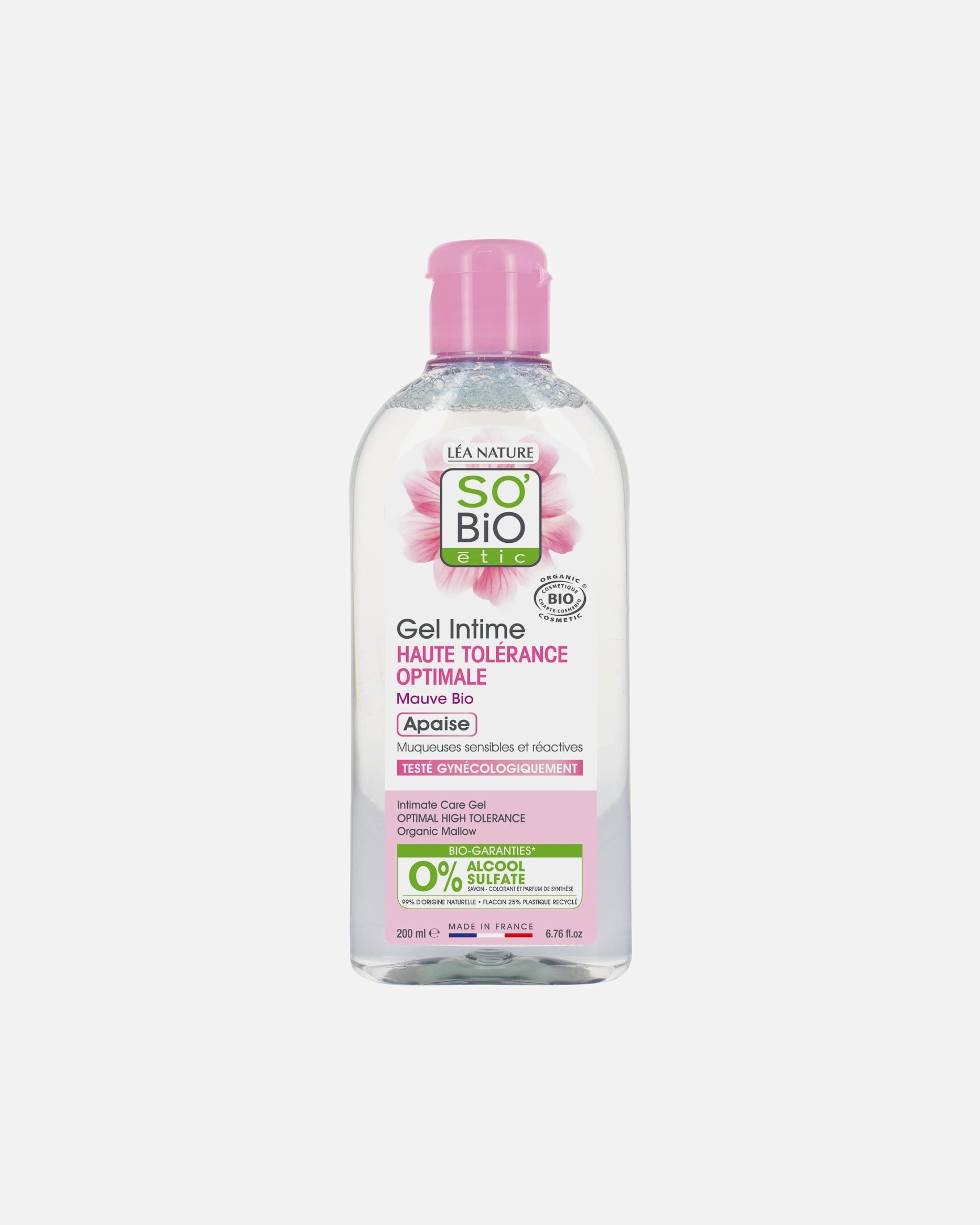 Gel pour le corps pour Femme SO BiO étic Gel intime haute tolérance optimale, mauve bio, apaise 200 ml