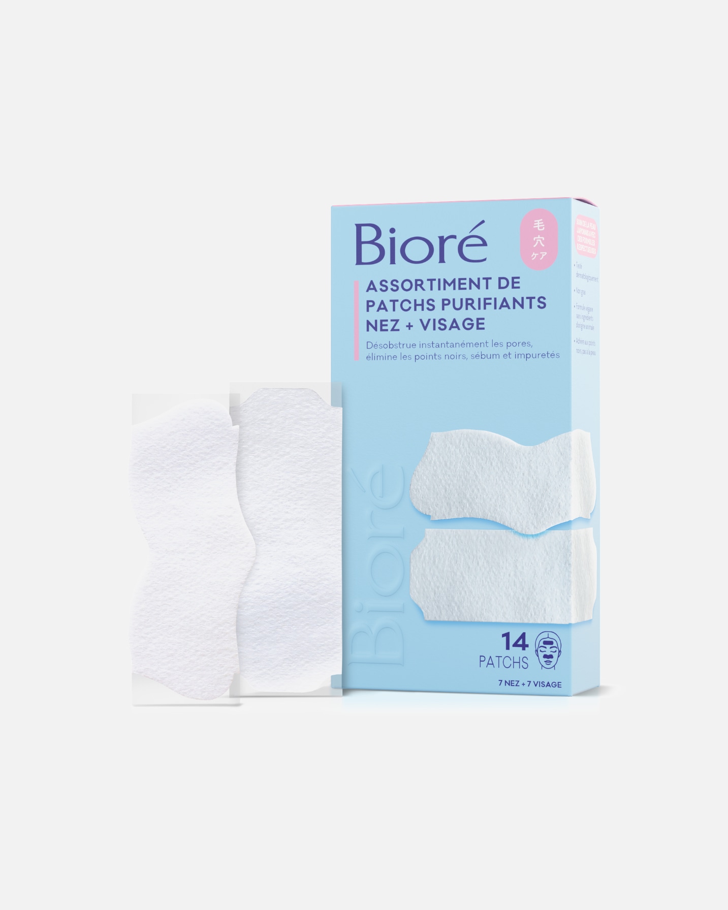 Masque purifiant pour Unisexe Bioré Assortiment de Patchs Purifiants Nez + Visage x14 14 pièces