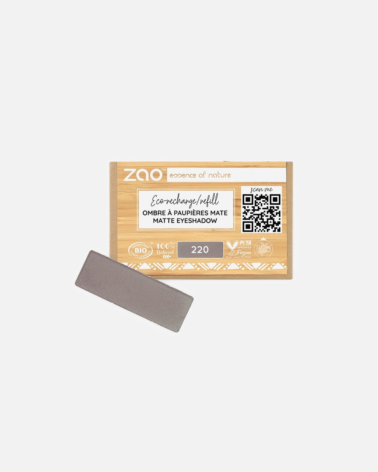 Ombre à paupières pour Unisexe ZAO Rectangle - Recharge 220 - TAUPE GREY
