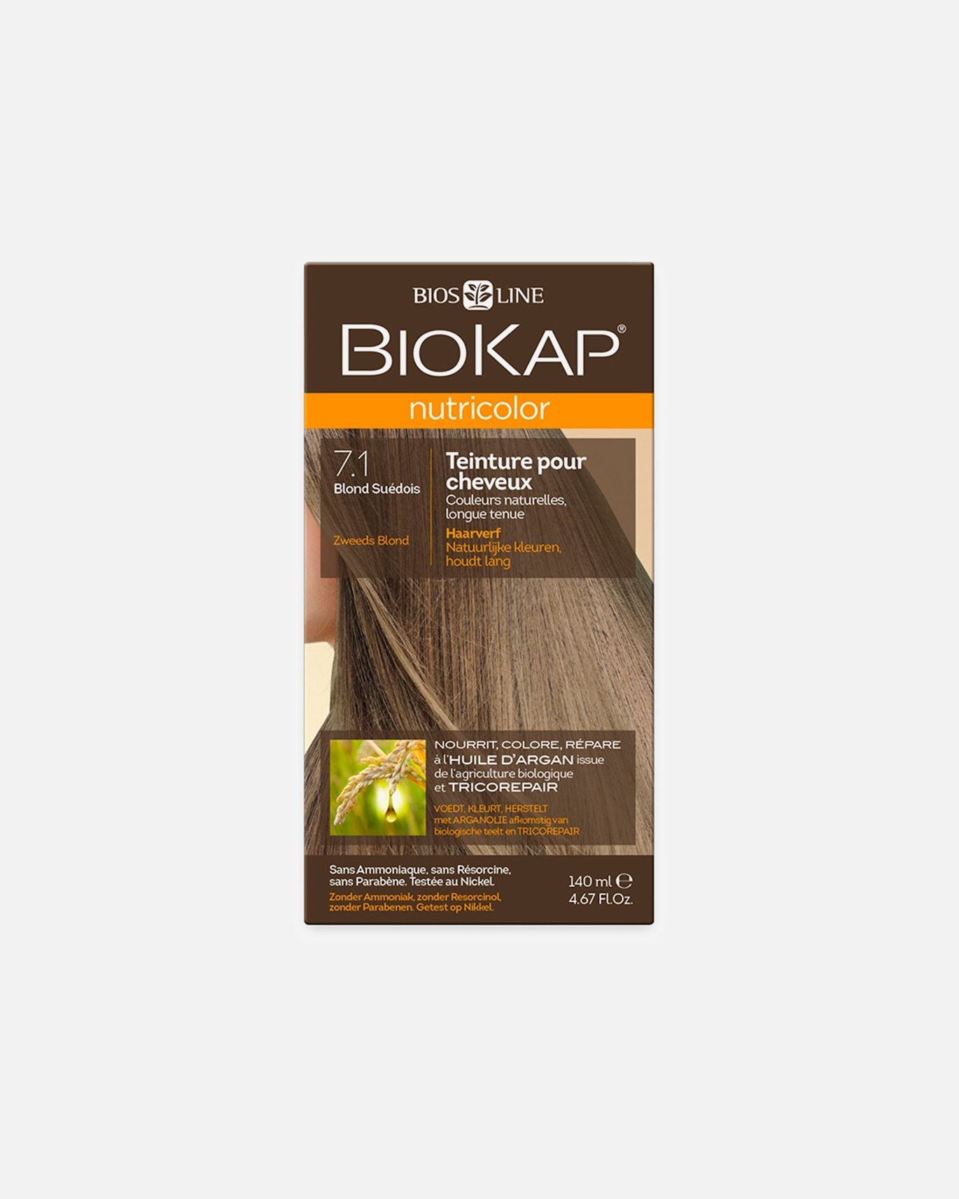 Coloration cheveux pour Unisexe Biokap Nutricolor 7.1 BLOND SUÉDOIS