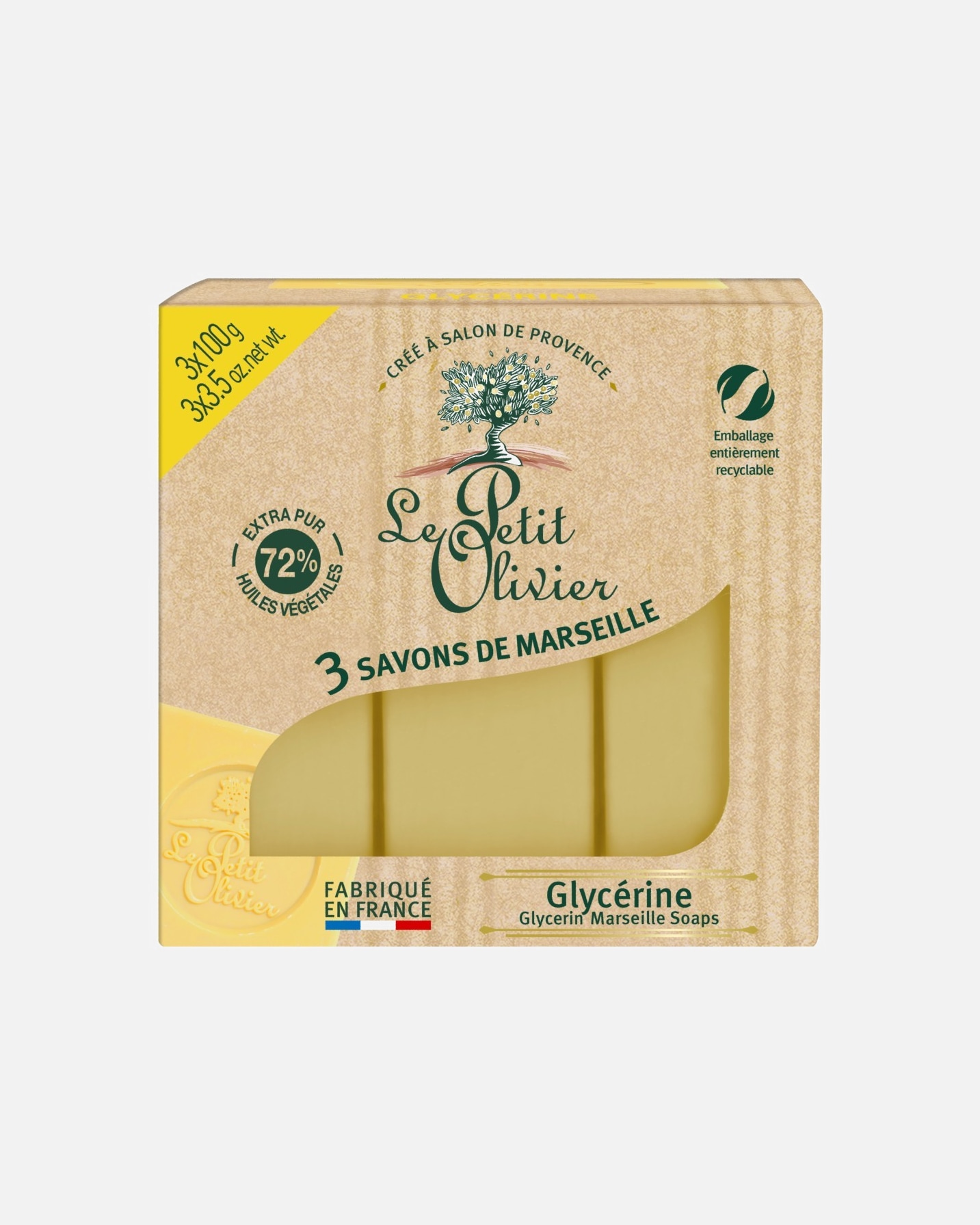 Savon pour les mains pour Unisexe Le Petit Olivier de Marseille Glycérine Lot de3 300 Grammes