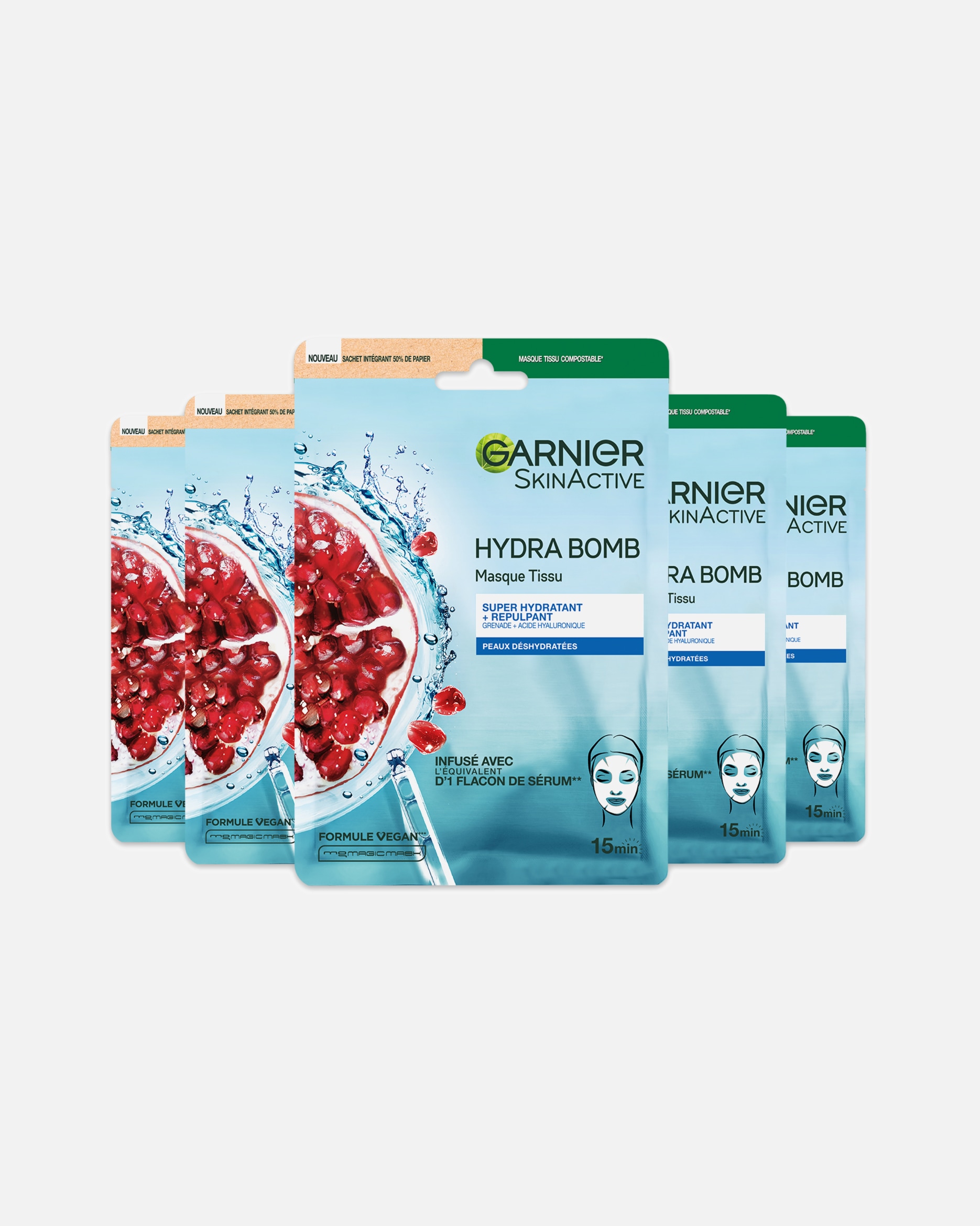 Coffret soin visage pour Unisexe Garnier Skin Active HydraBomb 5 pièces