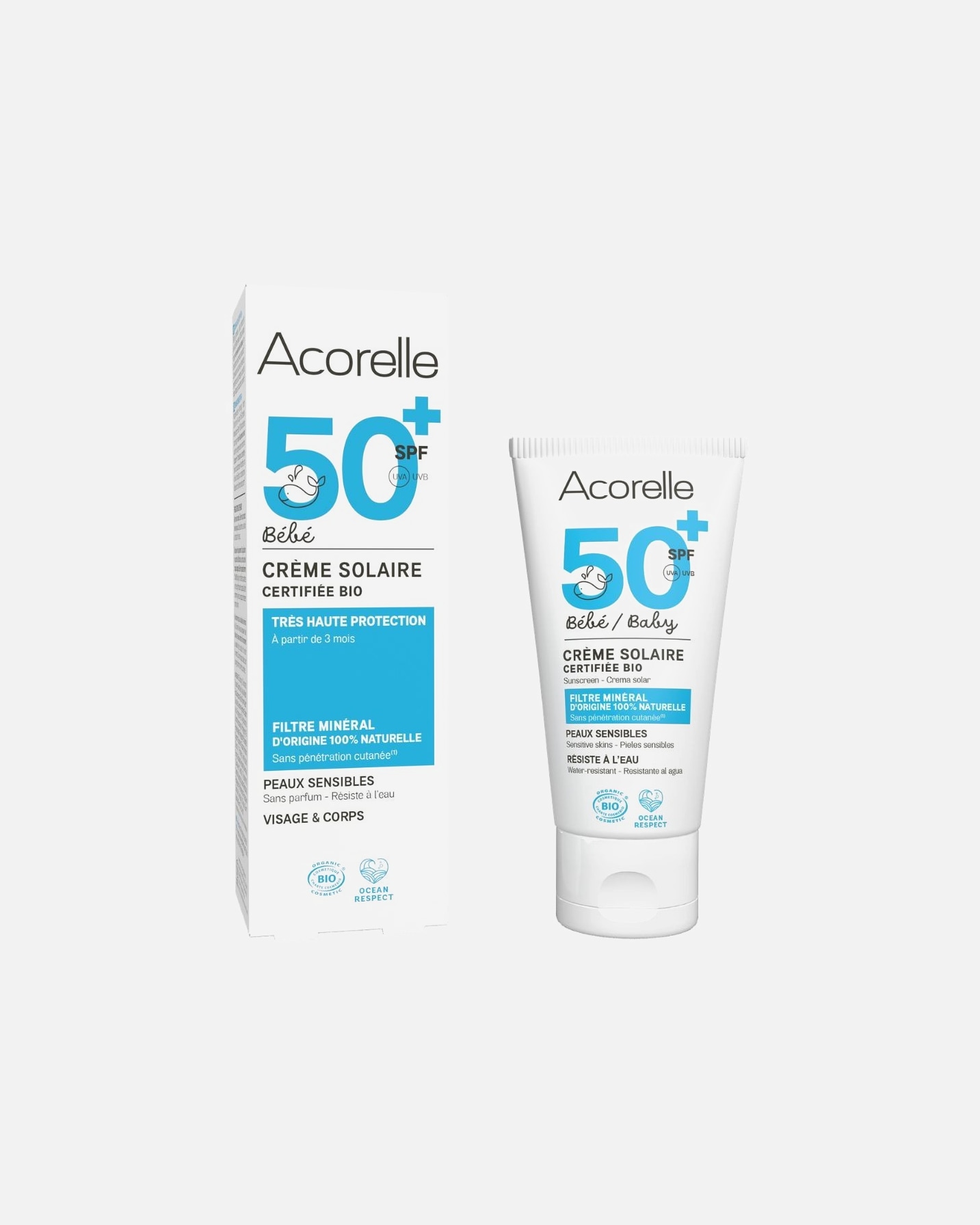 Protection solaire pour enfants pour Unisexe Acorelle Crème Solaire Bébé SPF50+ 50 ml