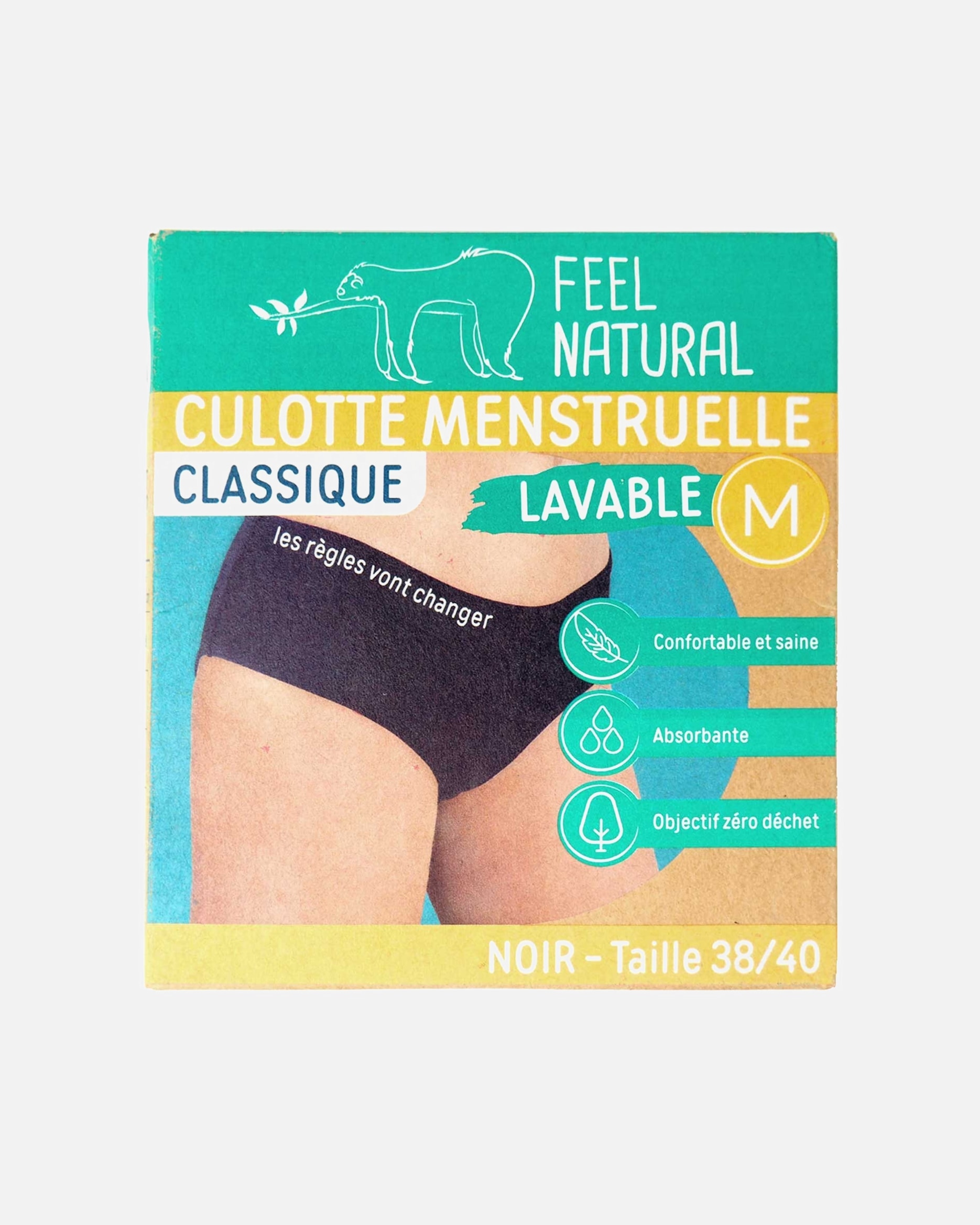 Sous-vêtements menstruels pour Femme Feel Natural Culotte menstruelle Classique Noir Taille M (38-40)
