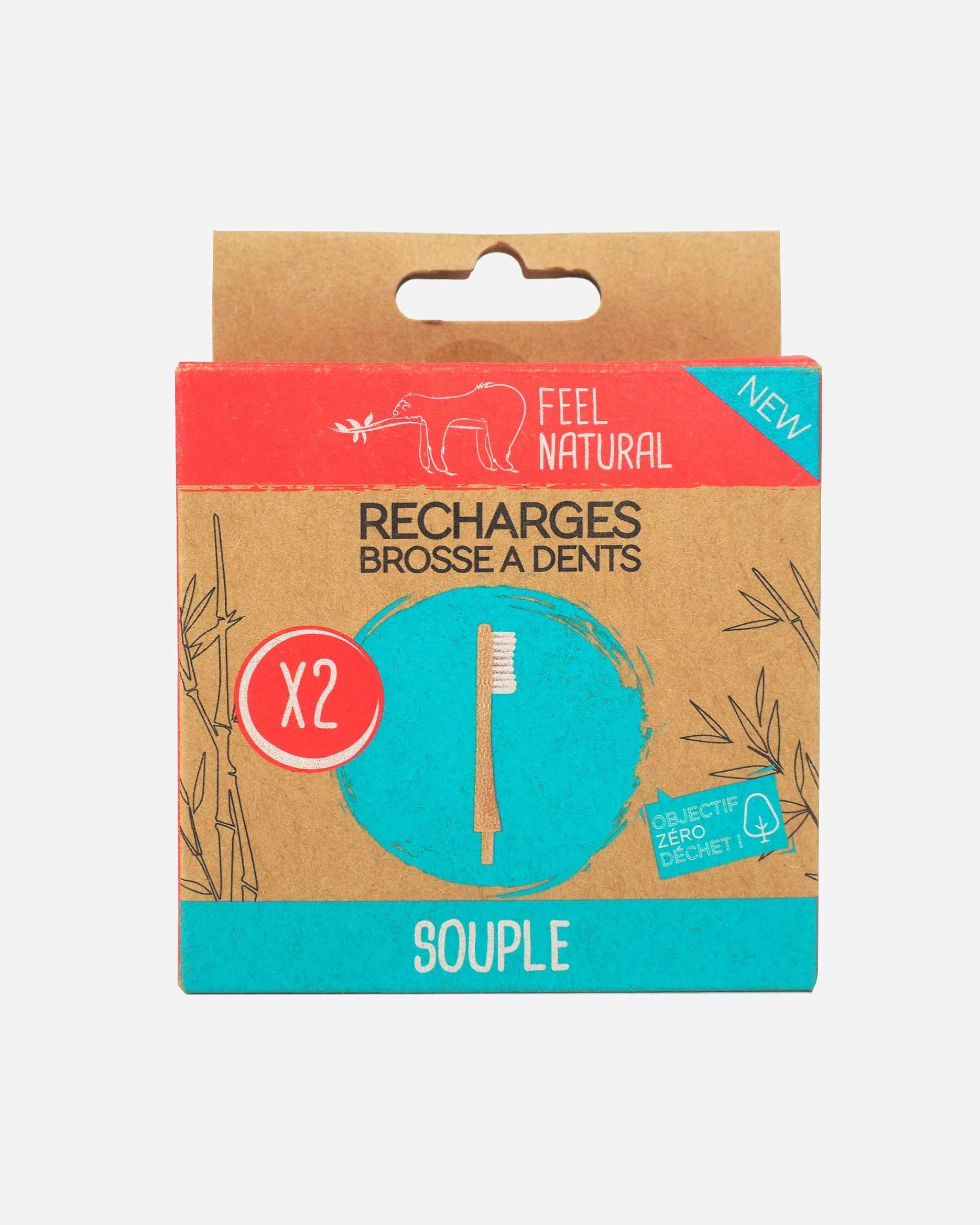 Brosse à dents pour Unisexe Feel Natural Lot de 2 recharges brosse à dents en bambou 2 - Recharge