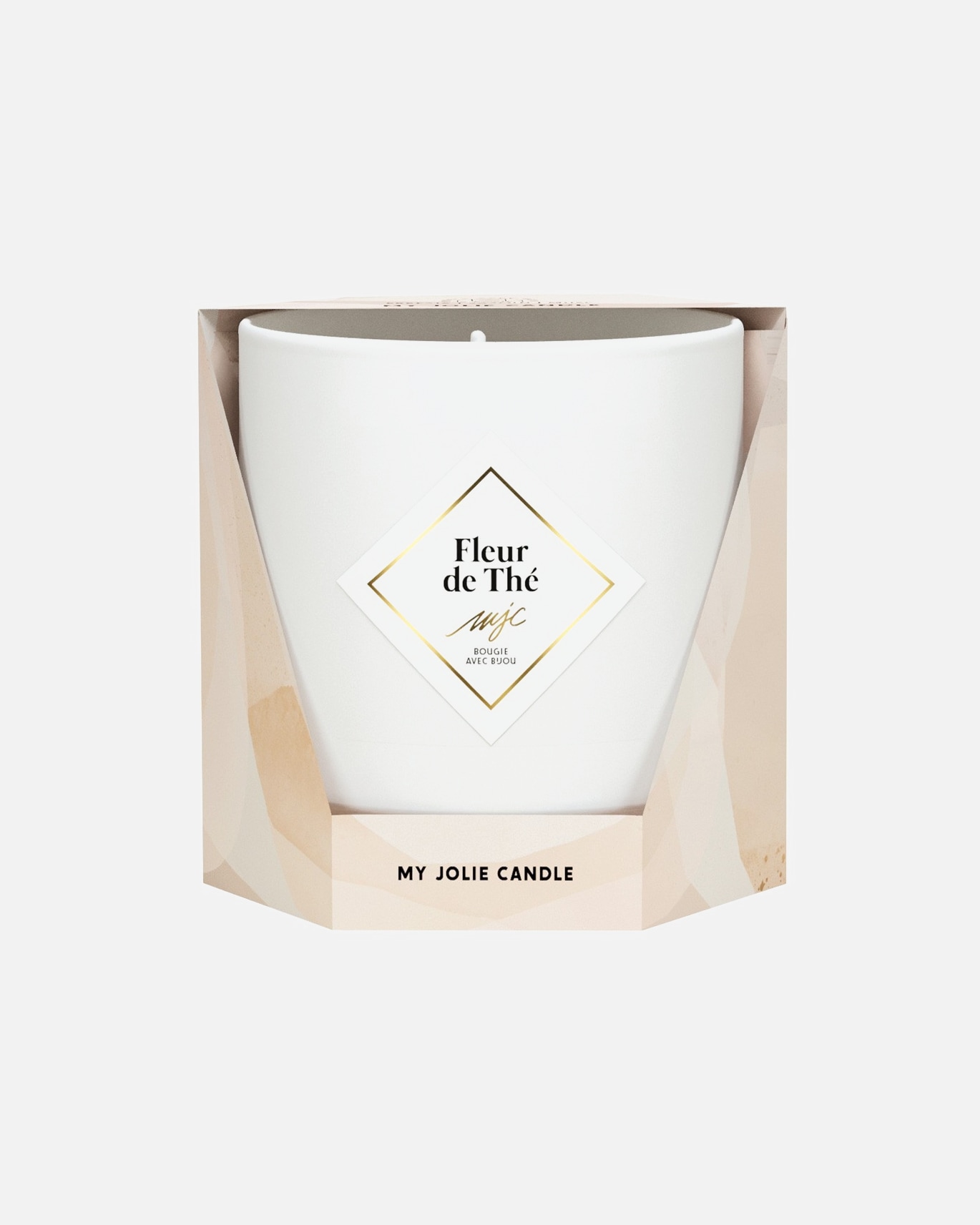 Bougie pour Femme MY JOLIE CANDLE Default Brand Line Bougie Surprise Fleur de Thé Collier or bille beige