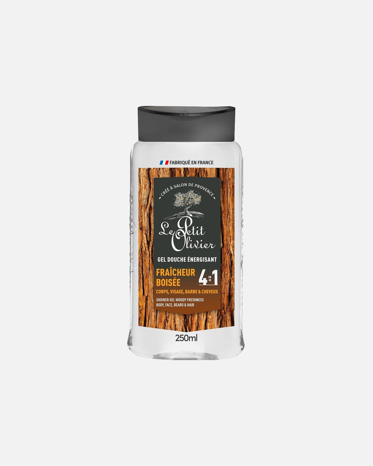 Gel douche pour Unisexe Le Petit Olivier Énergisant Fraîcheur Boisée 4 en 1 250 ml