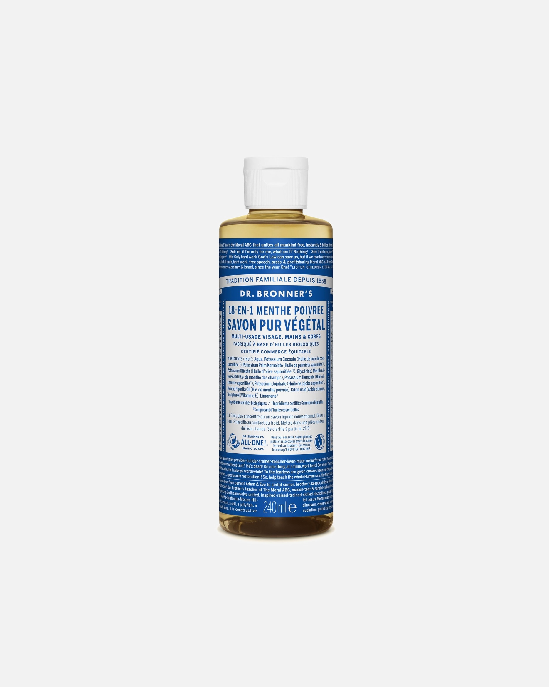 Savon pour les mains pour Unisexe Dr. Bronner's Savon liquide Menthe 240 ml