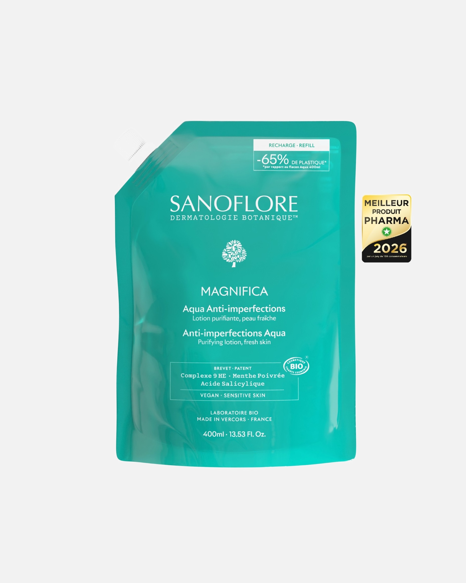 Lotion visage pour Unisexe Sanoflore Magnifica Aqua anti-imperfections 400 ml - Recharge