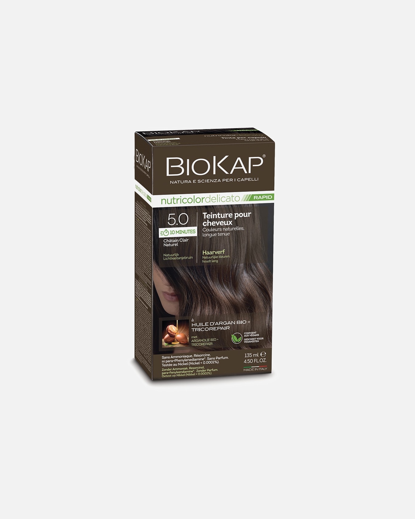 Coloration cheveux pour Unisexe Biokap Nutricolor delicato rapid 5.0 CHÂTAIN CLAIR NATUREL