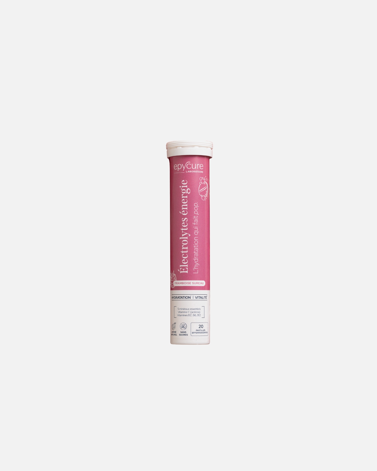 Complément alimentaire Énergie et concentration pour Unisexe epycure Default Brand Line ELECTROLYTES ~ Goût FRAMBOISE SUREAU 20 pastilles