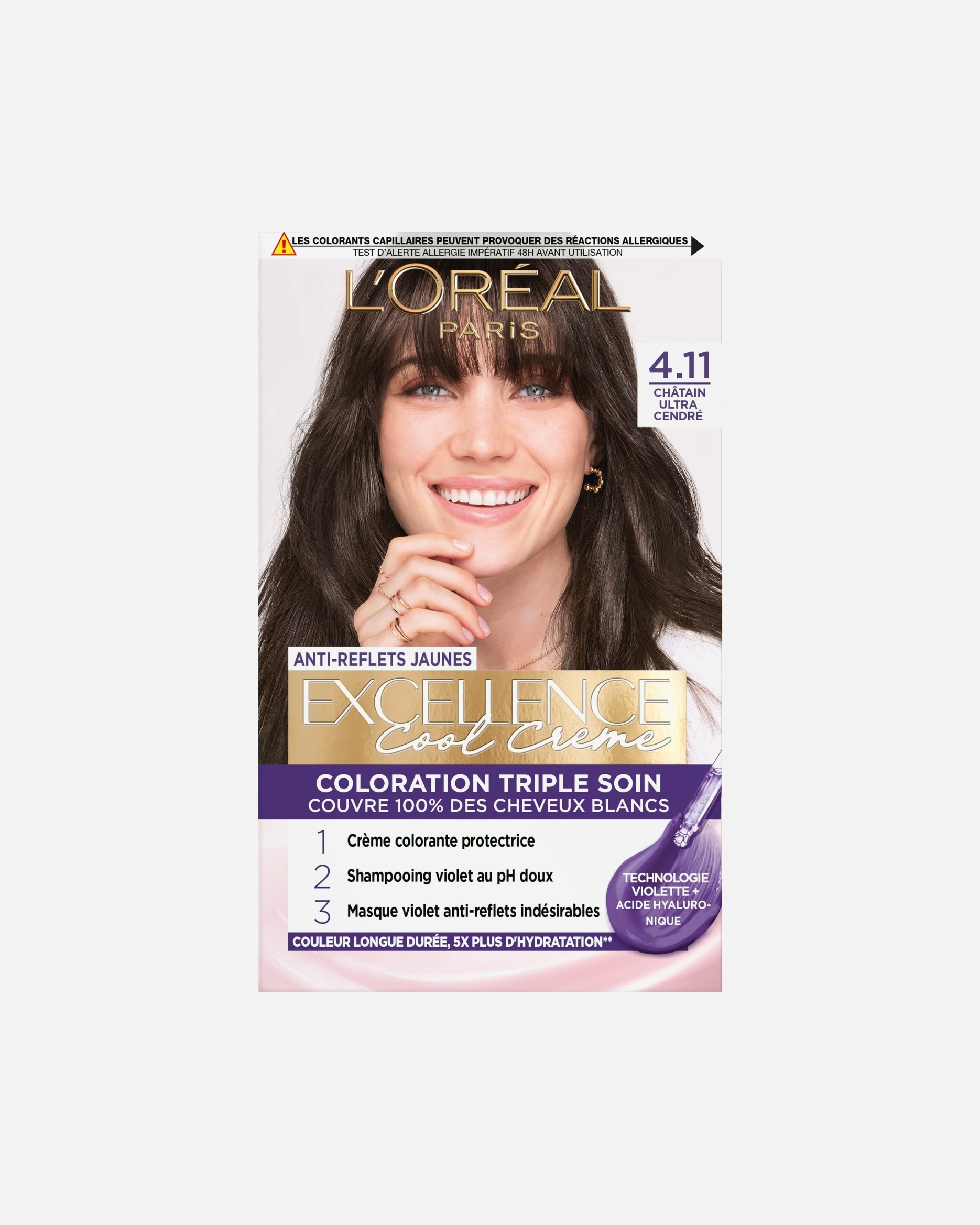 Coloration cheveux pour Femme L’Oréal Paris Excellence Cool Crème 4.11 Châtain Ultra Cendré