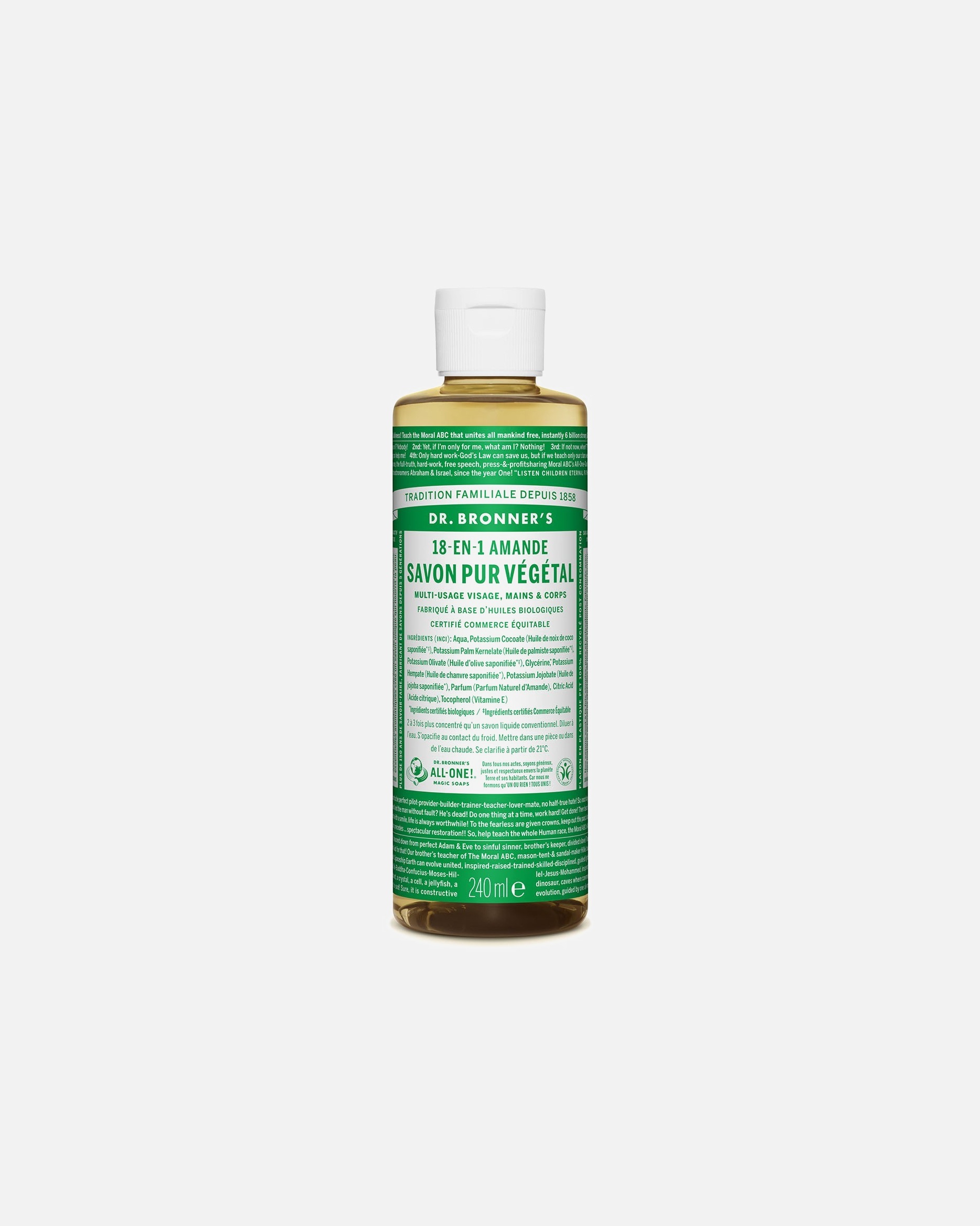 Savon pour les mains pour Unisexe Dr. Bronner's Savon liquide Amande 240 ml