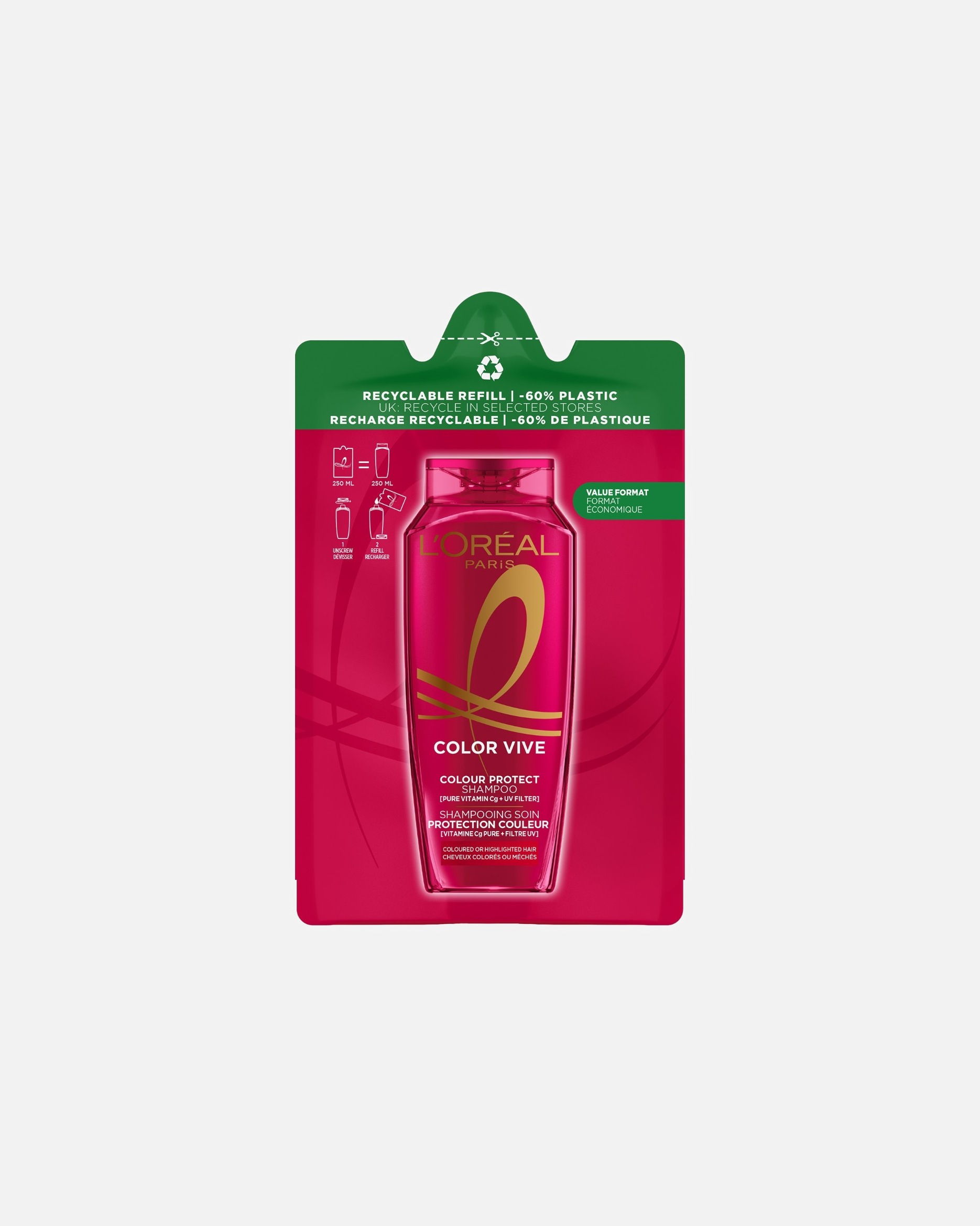 Shampooing pour Femme L’Oréal Paris Elseve Color Vive 250 ml - Recharge