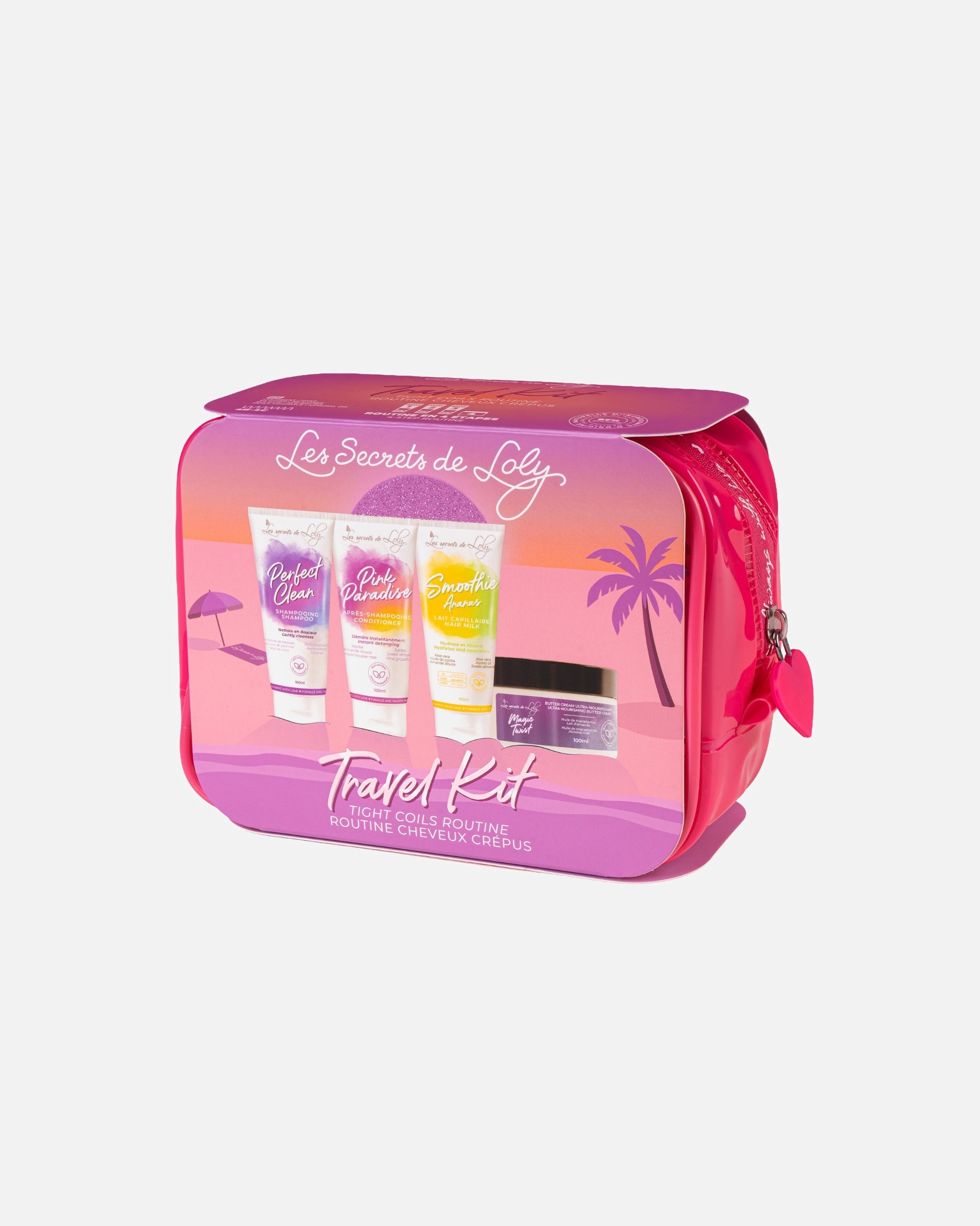 Coffret soin cheveux pour Unisexe Les Secrets de Loly Trousse voyage crépu - Routine capillaire 4 étapes essentielles 1 unité