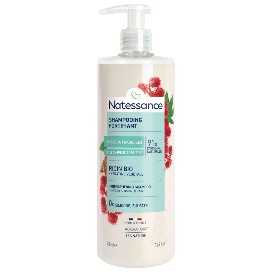 Natessance - Shampooing réparateur fortifiant - Ricin & Kératine végétale - 250 ml Shampoing 500 ml unisex