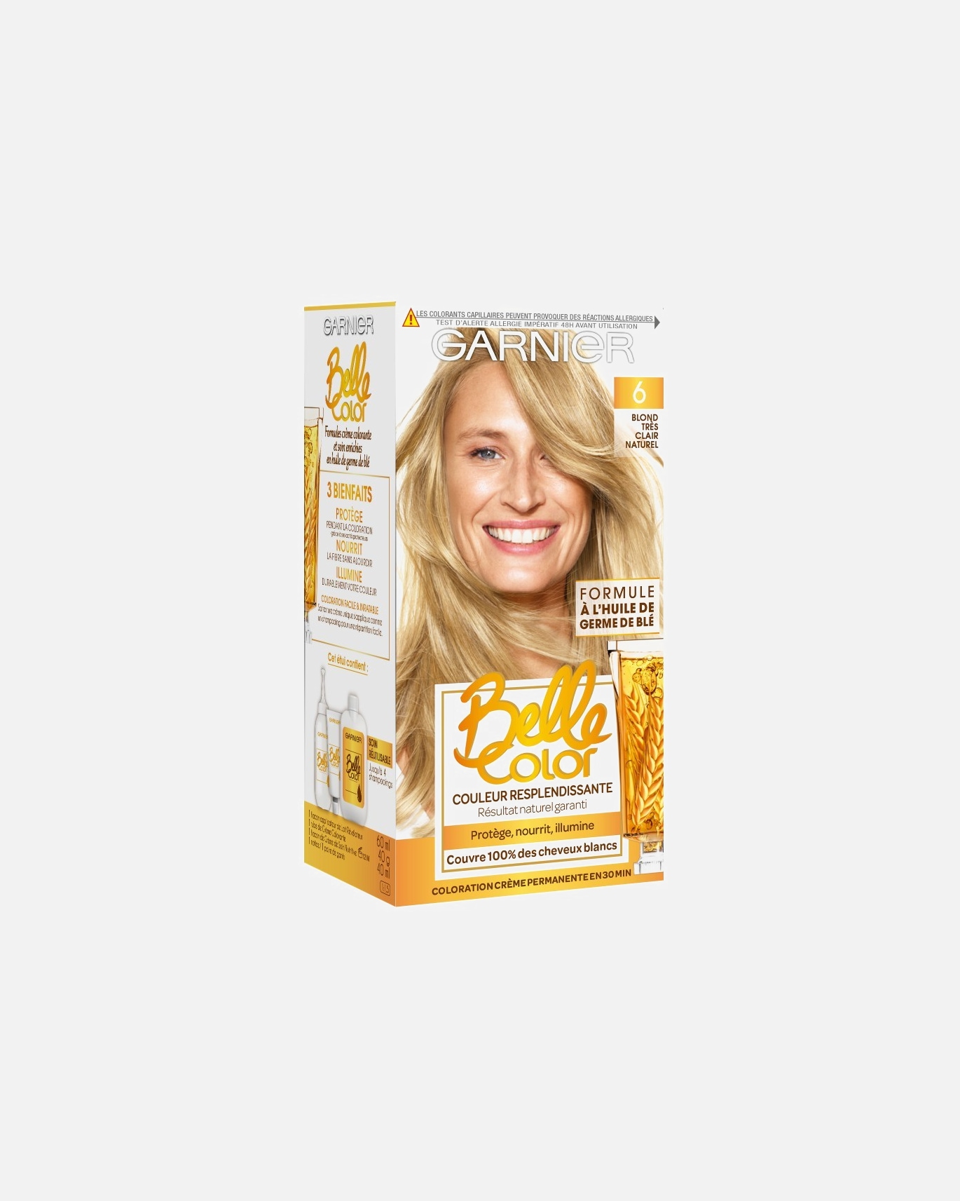 Coloration cheveux pour Femme Garnier Crème de coloration à l’huile de germe de blé. 6 - Blond Très Clair Naturel