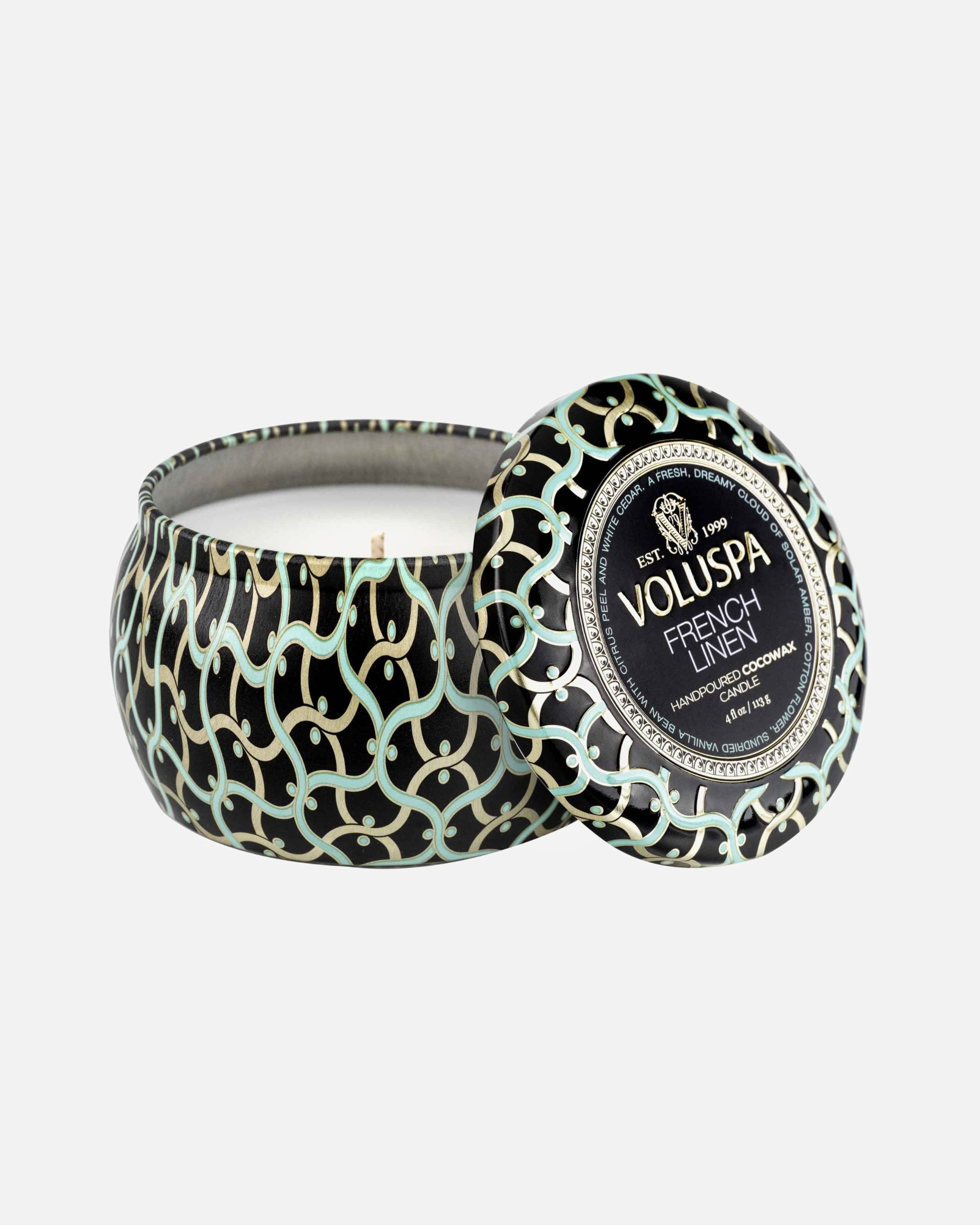 Parfum d'ambiance pour Unisexe VOLUSPA Maison Noir Mini Tin FRENCH LINEN