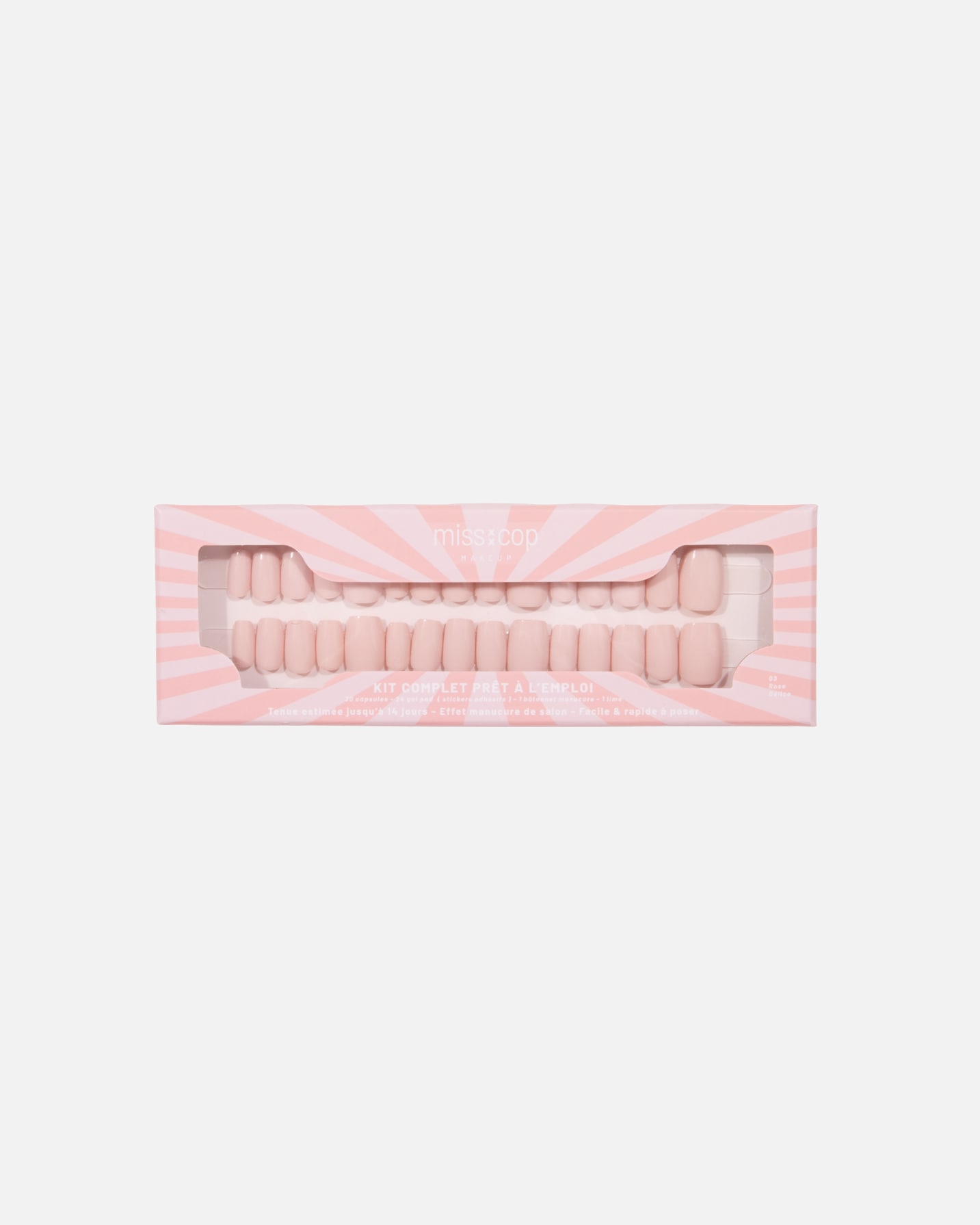 Faux ongles pour Unisexe Miss Cop Ongles Adhésifs Effet UV 03- Rose Délice