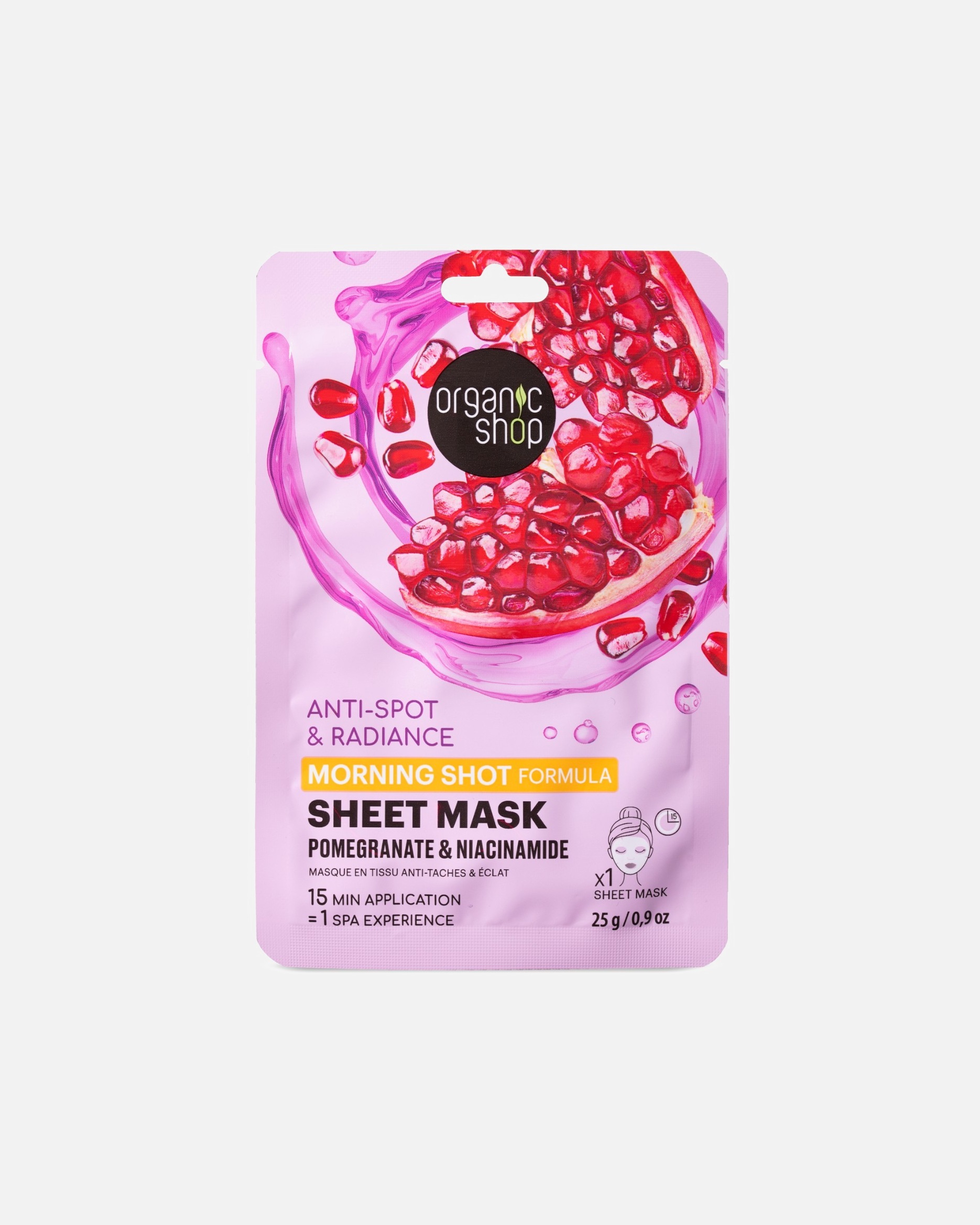 Masque tissu pour Unisexe Organic Shop Anti tâche & éclat à la Grenade et niacinamide 25 g