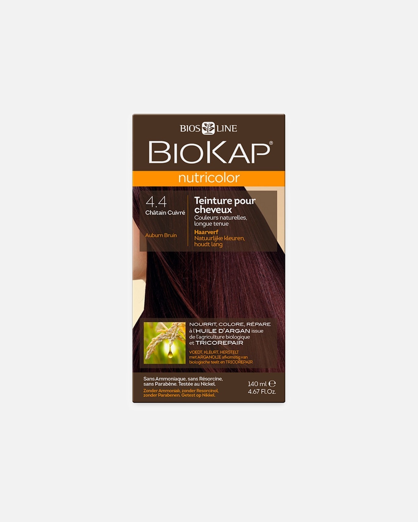 Coloration cheveux pour Unisexe Biokap Nutricolor 4.4 CHÂTAIN CUIVRÉ